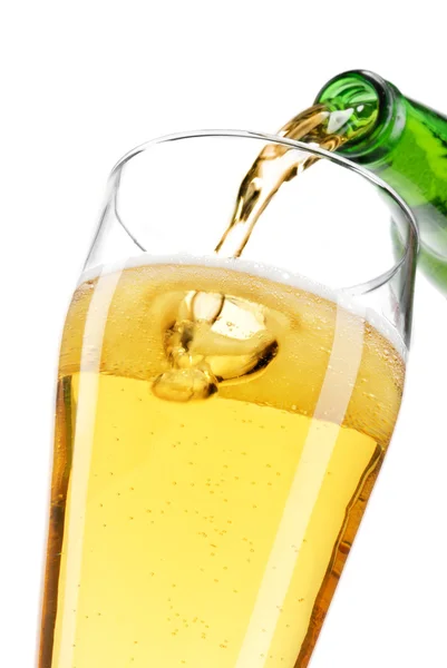 Beer is poured into a glass — Stock Photo, Image