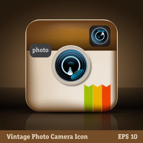 Vintage fotocamerapictogram — Stockvector