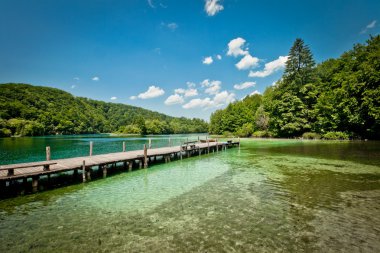 Hırvatistan 'daki Plitvice Gölleri Ulusal Parkı' nın güzel manzarası