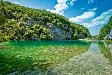 Hırvatistan 'daki Plitvice Gölleri Ulusal Parkı' nın güzel manzarası
