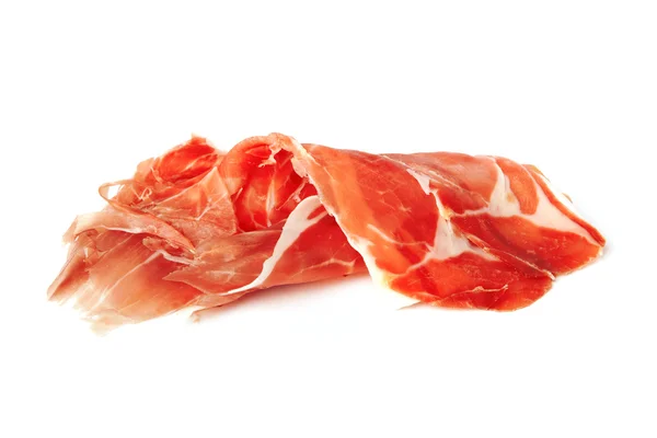 Itálie prosciutto izolované na bílém — Stock fotografie