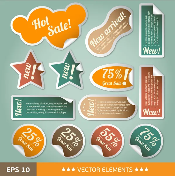 Vintage style discount tags. Sale stickers — Stock Vector