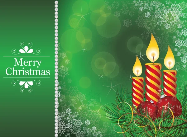 Christmas green background with candles — Stock Vector