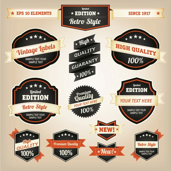 Premium et étiquettes de haute qualité design vintage — Image vectorielle