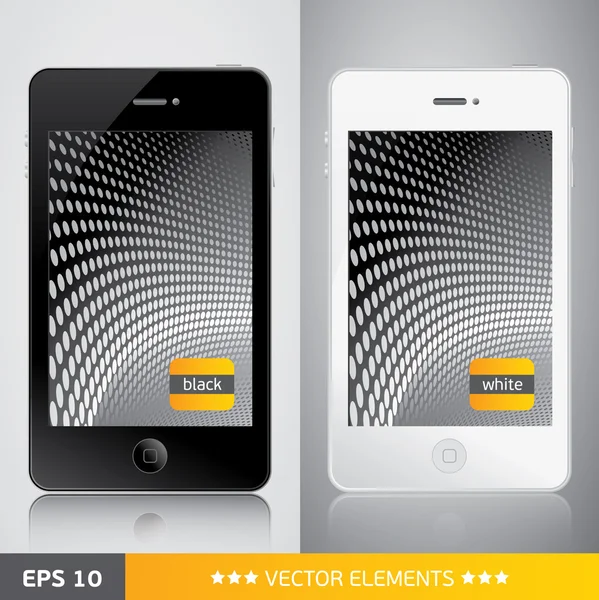 Dos teléfonos móviles con pantalla en blanco — Vector de stock