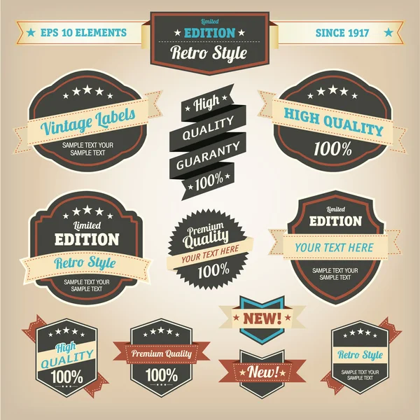 Premium et étiquettes de haute qualité design vintage — Image vectorielle