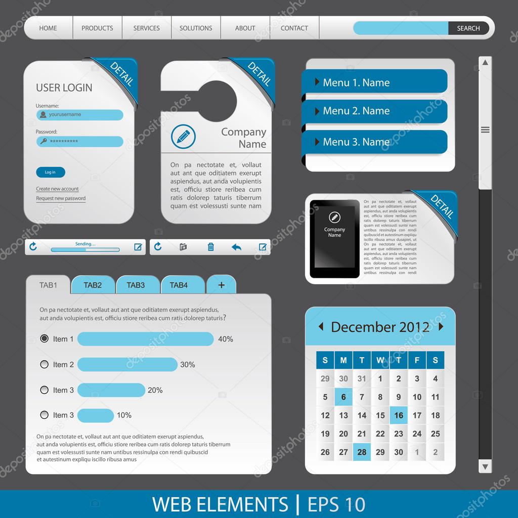Illustration of set of web form templates on isolated background