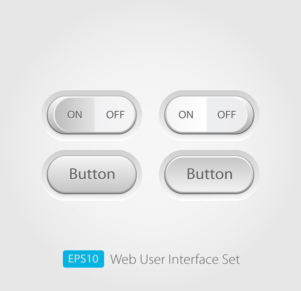 Vector user interface collection. On off buttons, bars, power buttons, toggle switch, sliders