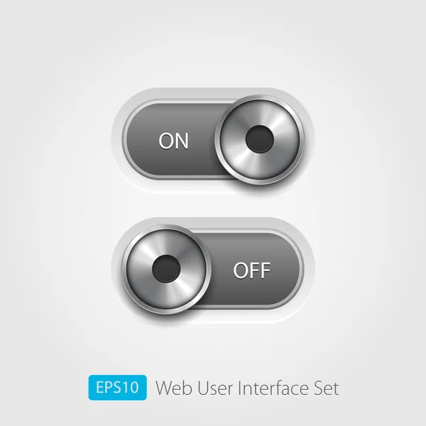 Vector user interface collection. On off buttons, bars, power buttons, toggle switch, sliders — Stock Vector