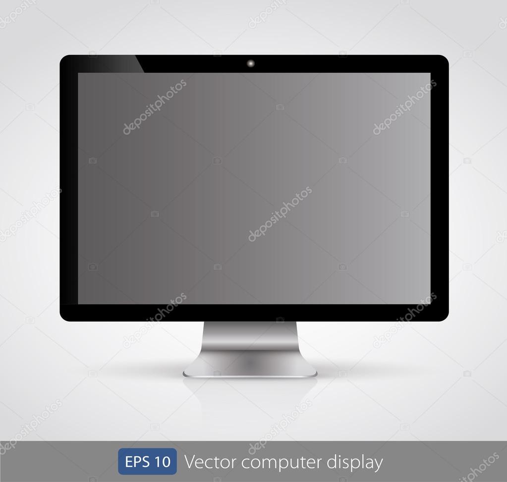 Vector computer display isolated on white