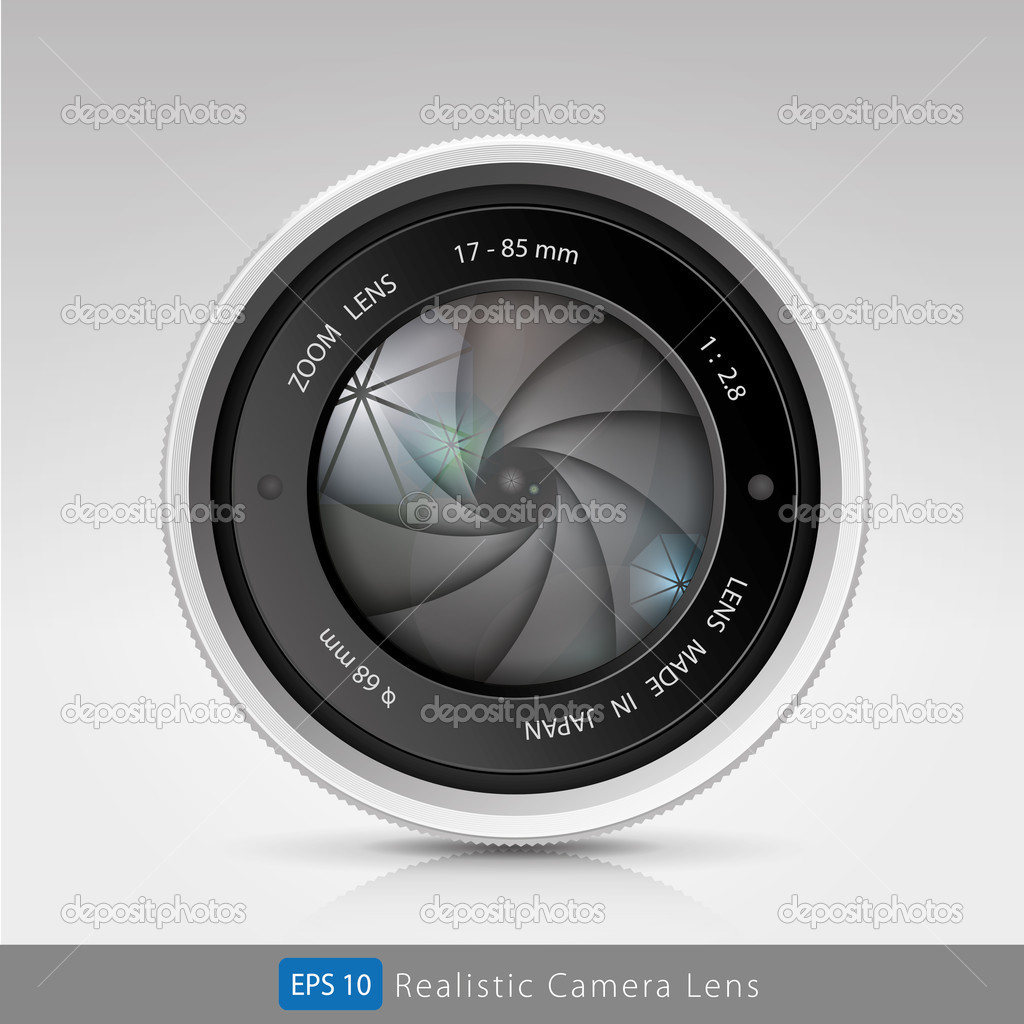 realistic camera photo lens with shutter