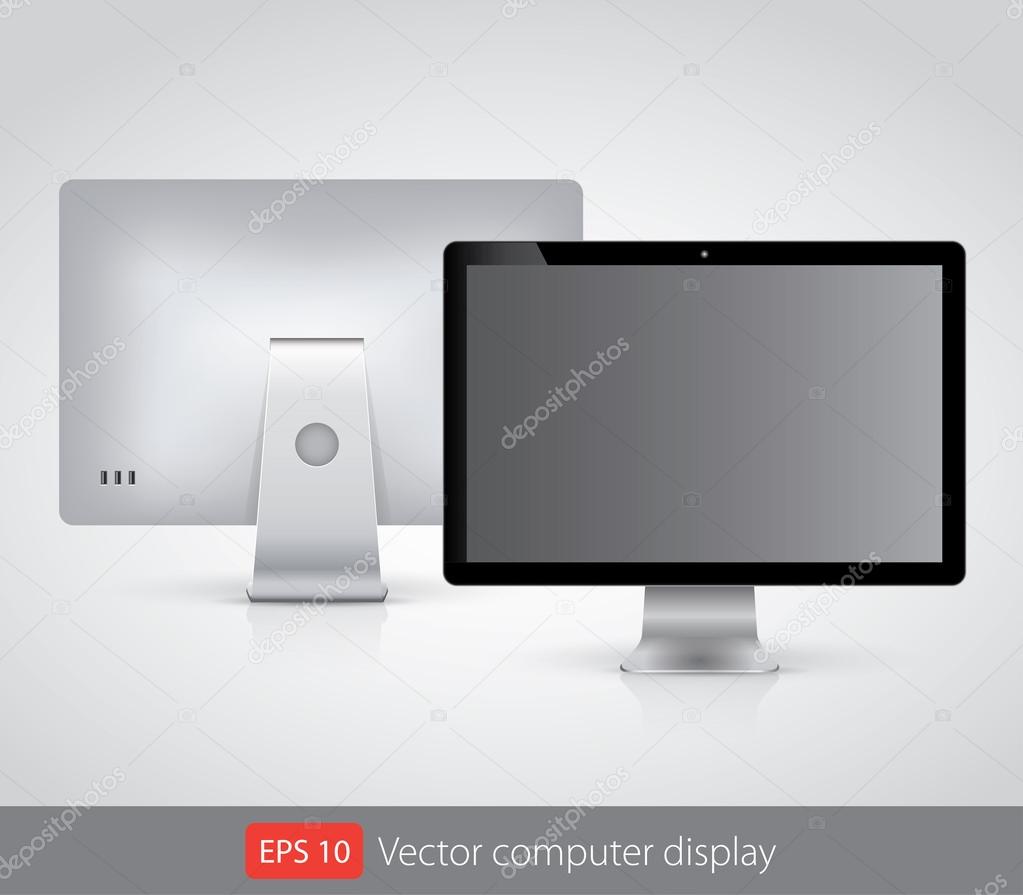 Vector computer display isolated on white