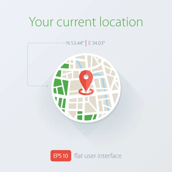 平らな場所の図です。あなたの現在の場所のアイコン — ストックベクタ