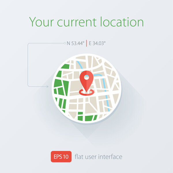 Иллюстрация плоского расположения. Ваша текущая икона местоположения
