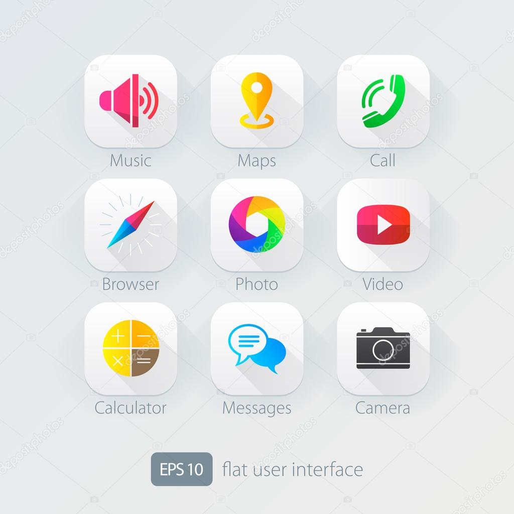 Colorful flat icons set for Web and Mobile application