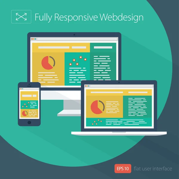 Responsives Webdesign - flaches Design — Stockvektor