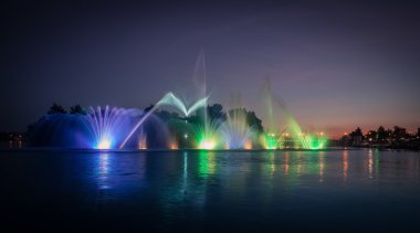 vinnitsa, Ukrayna içinde renkli çeşmeler güzel gece performans