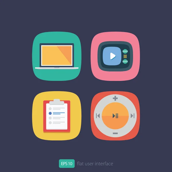 Set di icone piatte dell'interfaccia utente — Vettoriale Stock