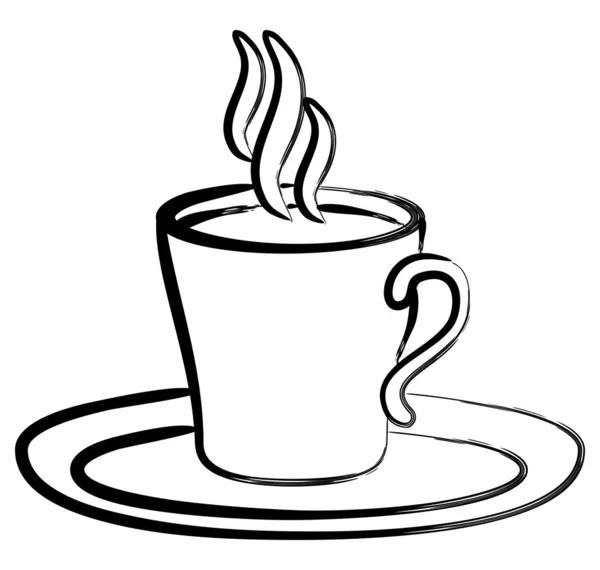 Art caffè bianco nero in tazza — Vettoriale Stock