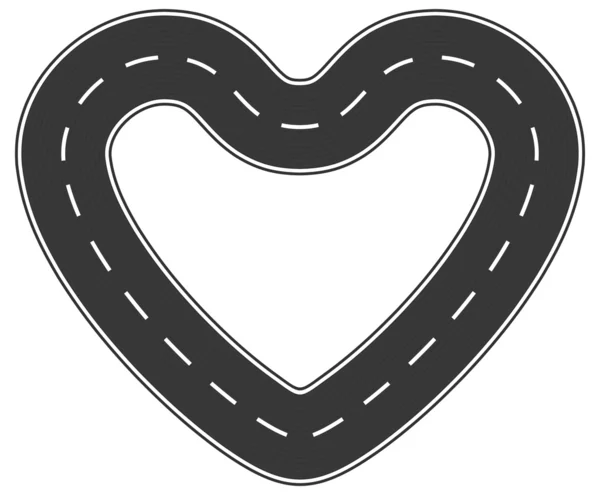 Nekonečné srdce asfaltová cesta lásky — Stockový vektor