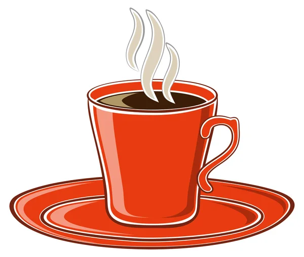 Sztuka czerwony filiżanka kawy — Wektor stockowy