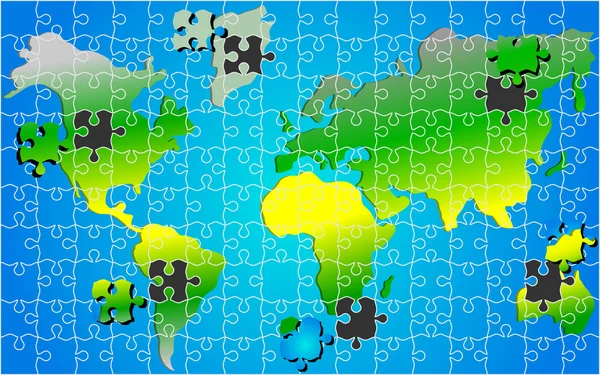 Global world map puzzle jigsaw background vector — Stock Vector