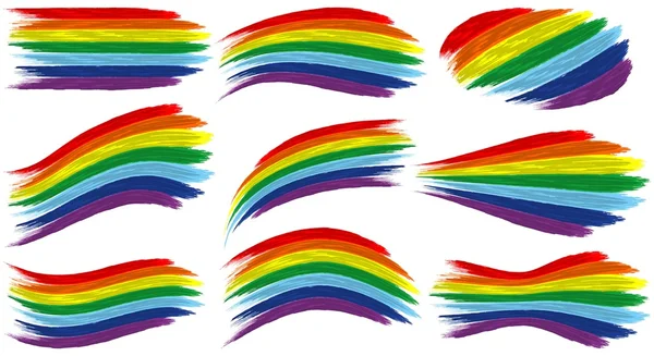 Arte arco iris cepillo trazos vector conjunto — Vector de stock