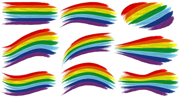 Art rainbow brush strokes vector set — Stock Vector