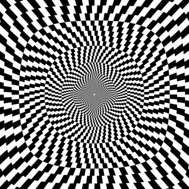 Vector illustration of optical illusion black and white background clipart