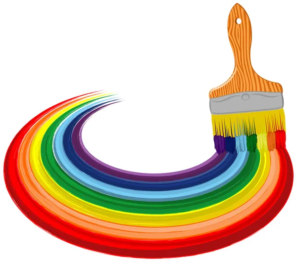 Gökkuşağı hat ile soyut resim fırçası. vektör arka plan