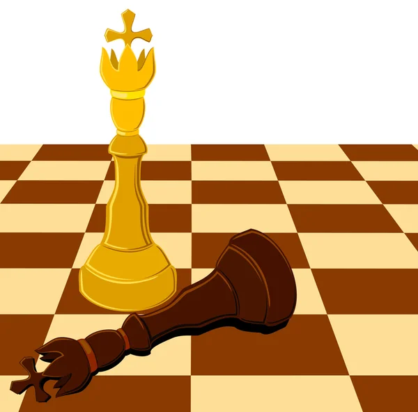 Fekete fehér sakk-király fedélzetén elszigetelt — Stock Vector