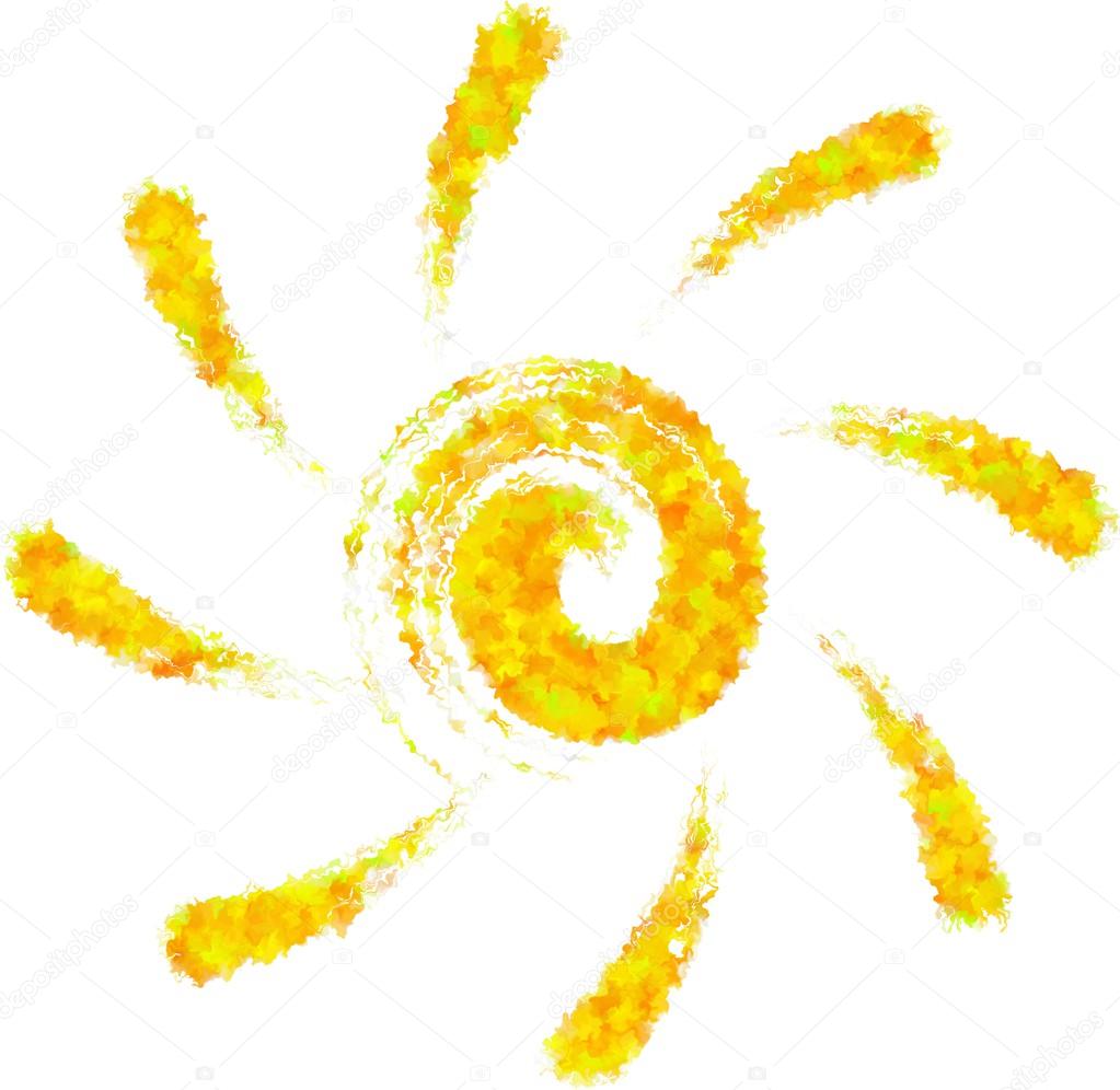 Arte disegno astratto colorato acquerello sole isolato 5 — Foto Stock