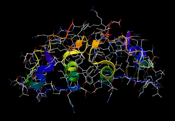 Інсулін 3D молекулярна модель — стокове фото