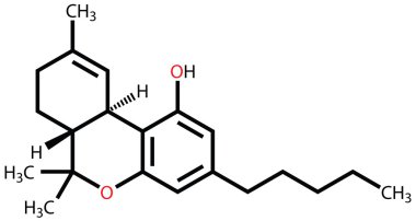 Tetrahydrocannabinol structural formula clipart