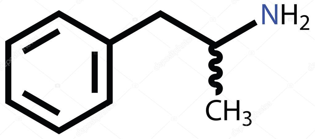 Amphetamine (psychostimulant drug) structural formula
