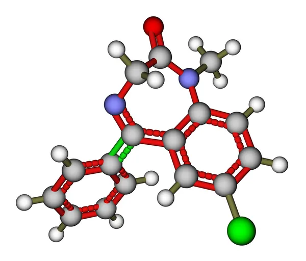 Medication diazepam molecular structure — Stock Photo, Image