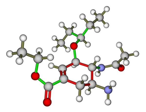 Estructura molecular de Oseltamivir (medicamento antiviral Tamiflu) —  Fotos de Stock