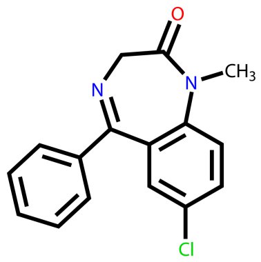 Medication diazepam structural formula clipart