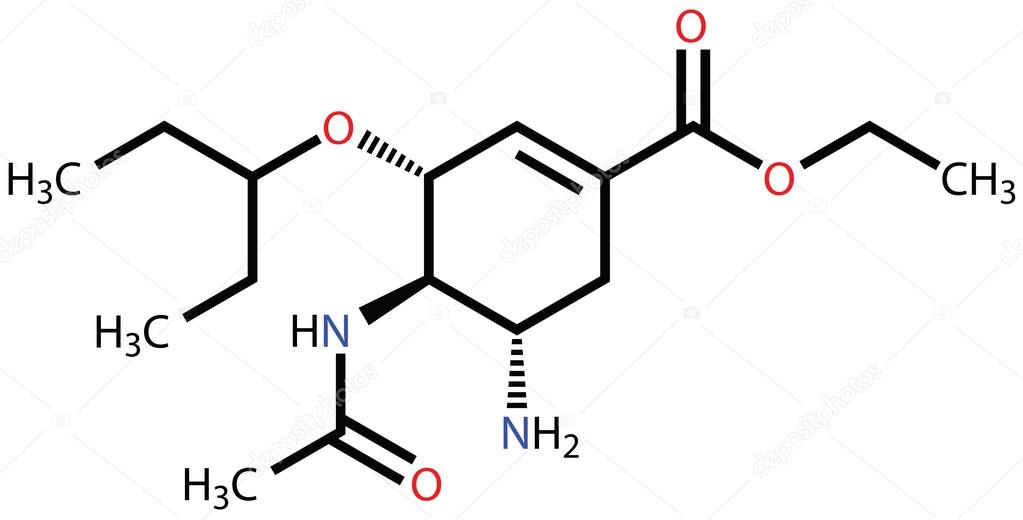 Oseltamivir (antiviral drug Tamiflu) structural formula