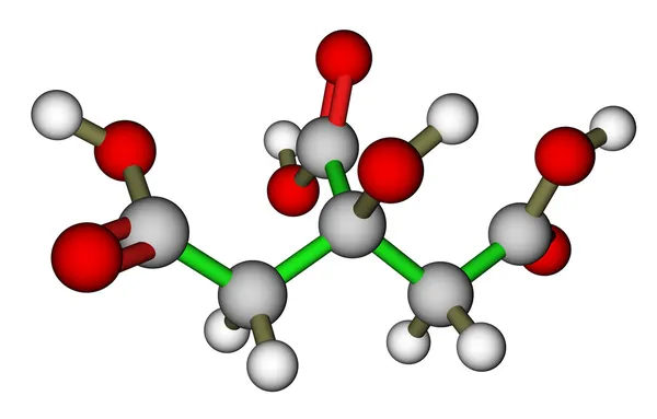 Structure moléculaire de l'acide citrique (additif alimentaire E330) — Photo