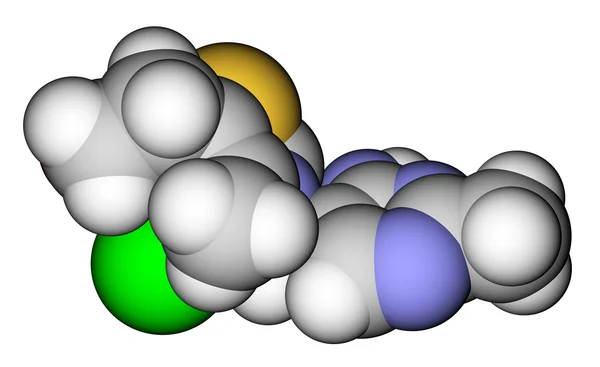 Тиамин (витамин В1) 3D молекулярная модель — стоковое фото