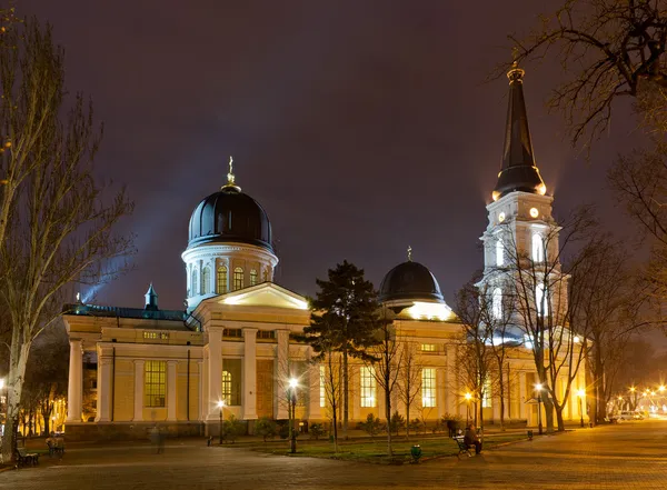 Cathédrale orthodoxe d'Odessa la nuit — Photo