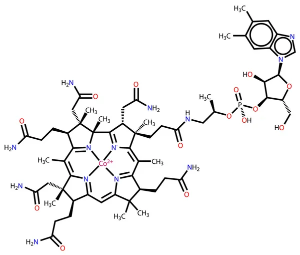 Fórmula estructural de vitamina B12 (cobalamina) — Archivo Imágenes Vectoriales