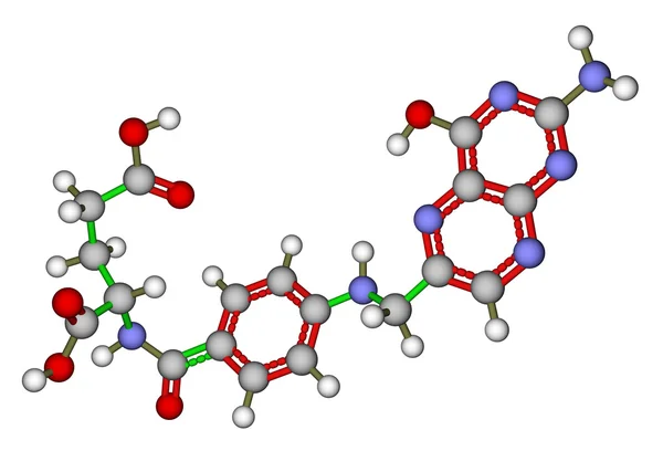 Молекулярная модель фолиевой кислоты — стоковое фото