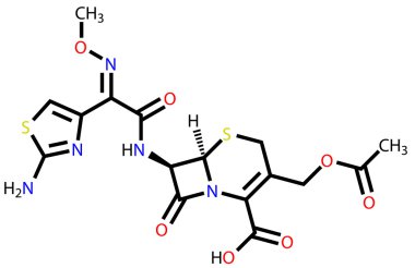 sefotaksim, sefalosporin antibiyotik. Yapısal formülü
