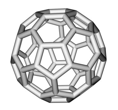 Fullerene C60 sticks molecular model clipart