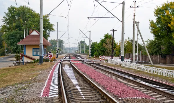 Železniční přejezd na Ukrajině — Stock fotografie