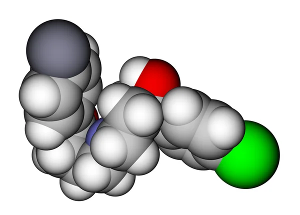 抗精神病药氟哌啶醇分子的结构 — 图库照片