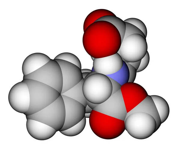 Modello molecolare di riempimento dello spazio aspartame — Foto Stock
