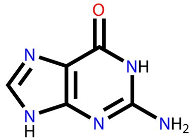 Nucleobase guanine structural formula clipart